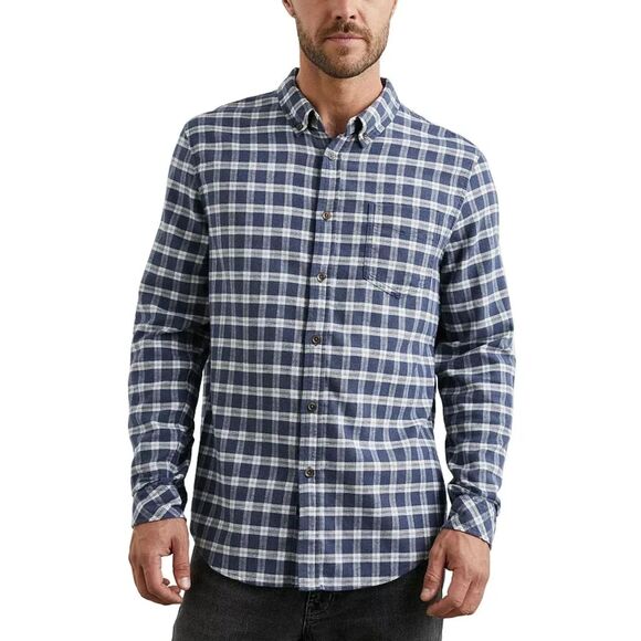 RAILS Shirt Mens Medium Blue Plaid Button Down Check REID Midnight Melange $148 - Picture 1 of 9